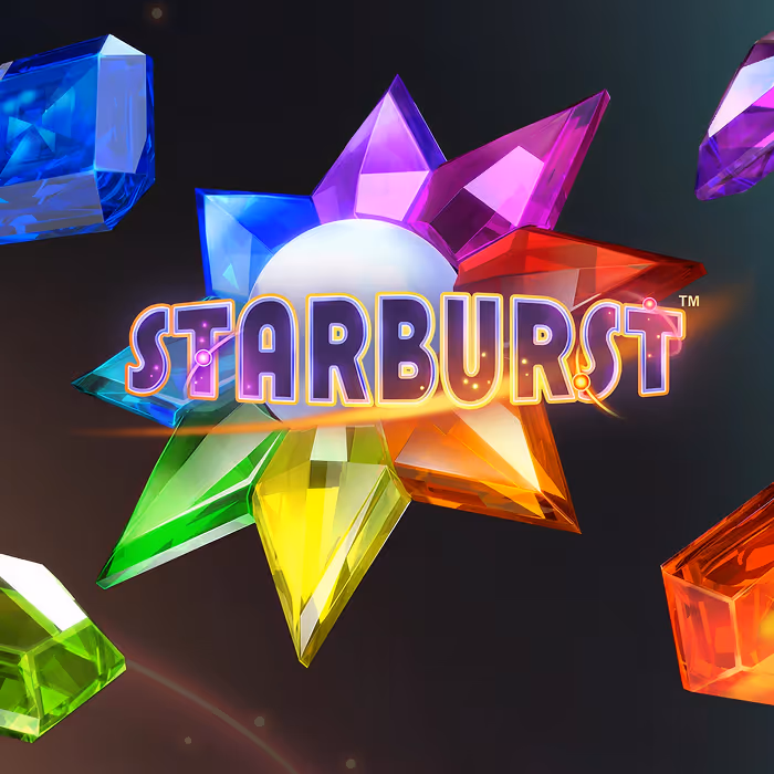 Starburst slot with bright gems and expanding wild re-spins